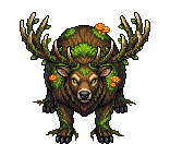 The Bramblehorn, a bark-hided stag-bear with bramble antlers